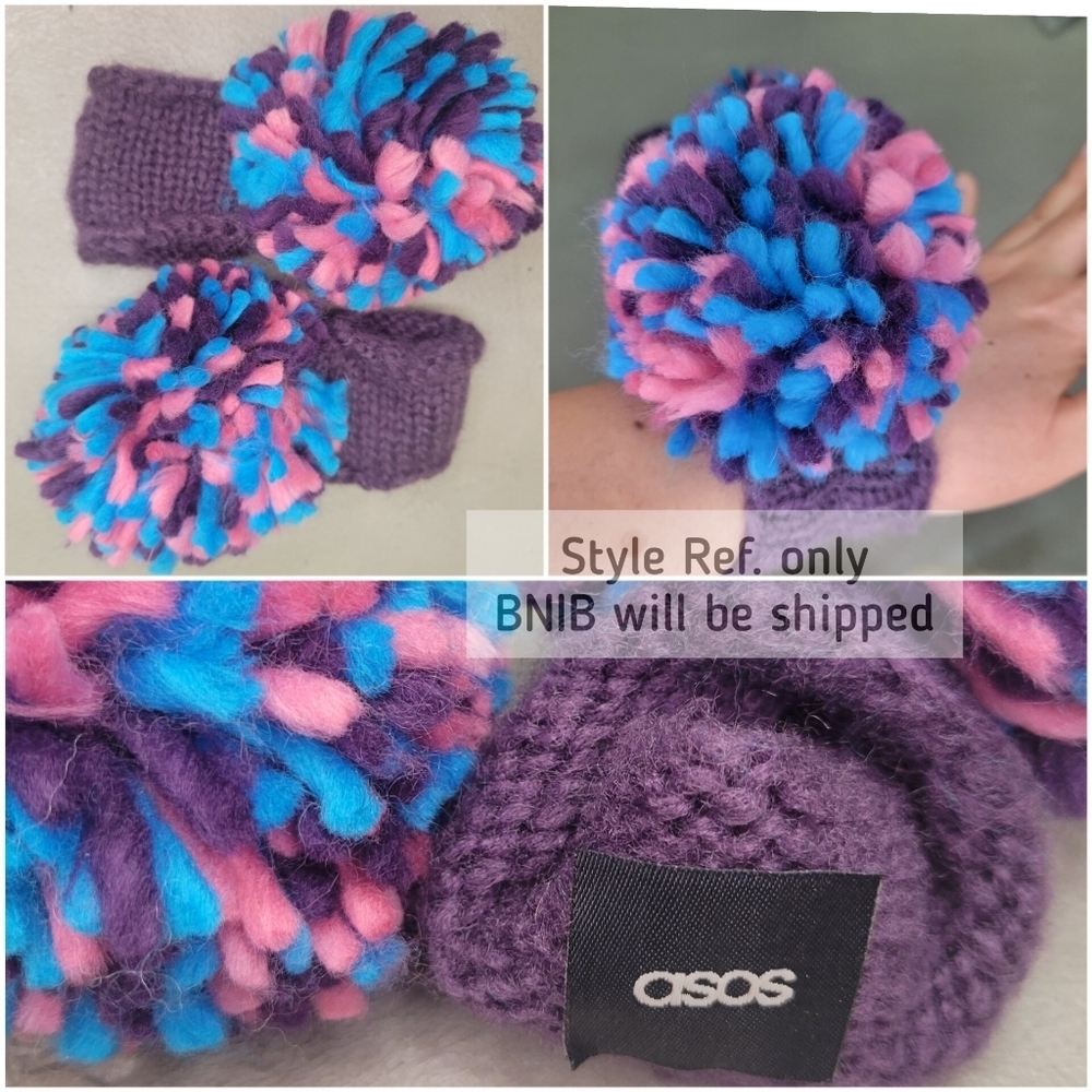 😊asos🌈 Oversized Rainbow Pom Pom CUFFS [BNIB]🧤❤️